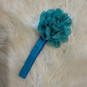 Aqua Eyelet Flower Headband    7821  Handmade NWT Boutique